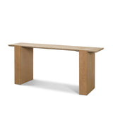 Mercana Milos Travertine Top w/ Light Brown Oak Wood Console Table