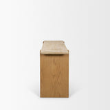 Mercana Milos Travertine Top w/ Light Brown Oak Wood Console Table