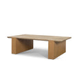 Mercana Milos Travertine Top w/ Light Brown Oak Wood Coffee Table