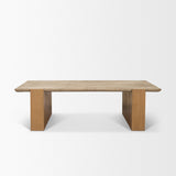 Mercana Milos Travertine Top w/ Light Brown Oak Wood Coffee Table