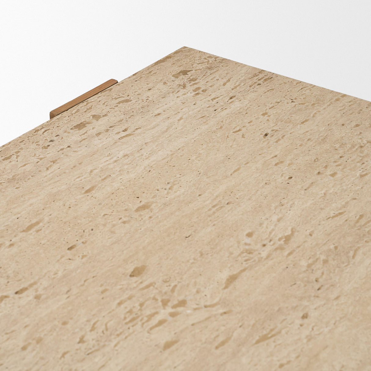 Mercana Milos Travertine Top w/ Light Brown Oak Wood Coffee Table