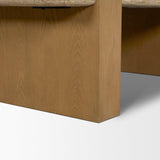 Mercana Milos Travertine Top w/ Light Brown Oak Wood Coffee Table