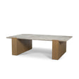 Mercana Milos Pink Marble Top w/ Light Brown Oak Wood Coffee Table