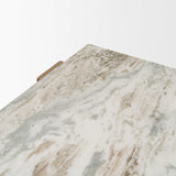 Mercana Milos Pink Marble Top w/ Light Brown Oak Wood Coffee Table
