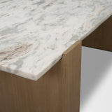 Mercana Milos Pink Marble Top w/ Light Brown Oak Wood Coffee Table
