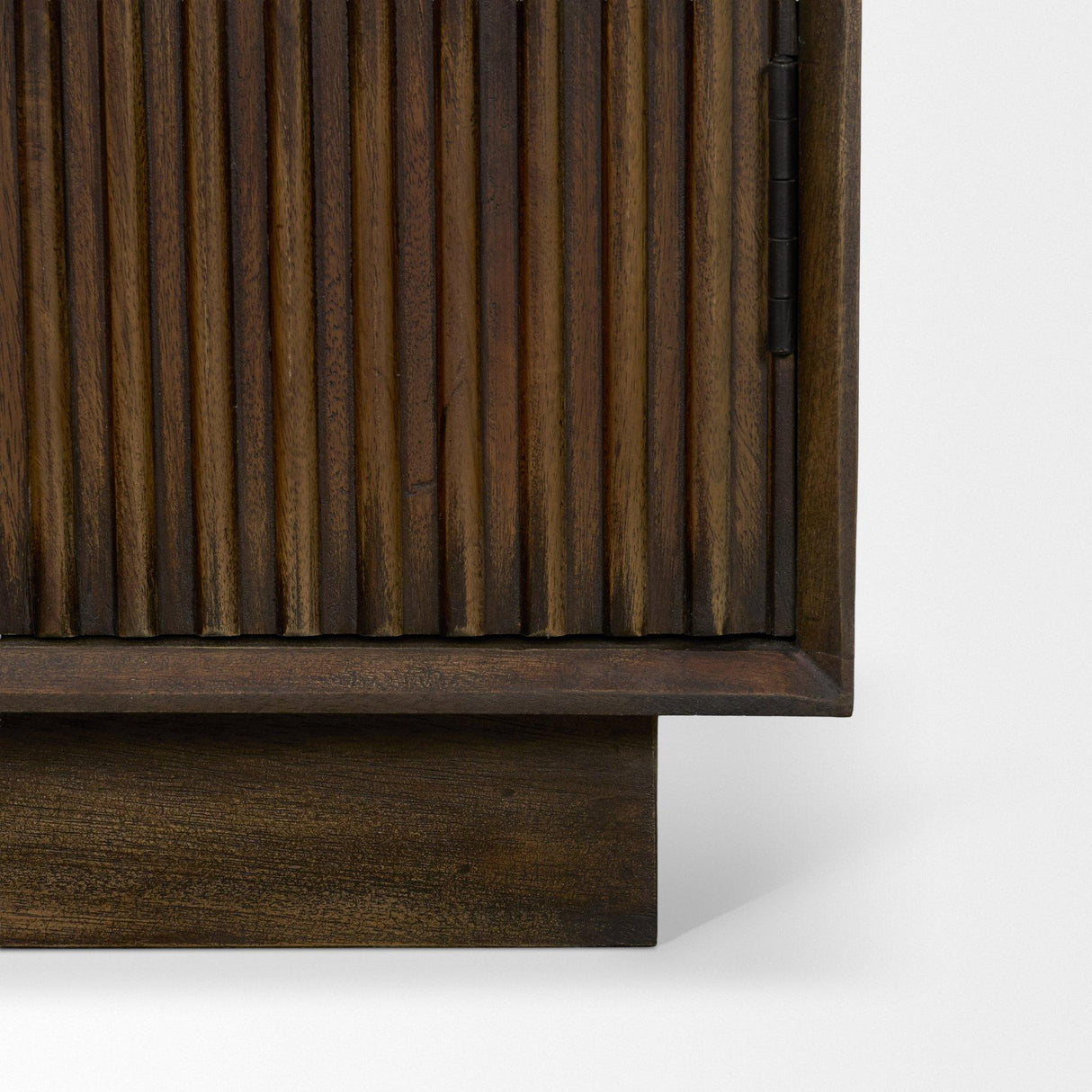 Mercana Cinder Distressed Dark Brown Wood Reeded 2-Door Closed Tall Cabinet