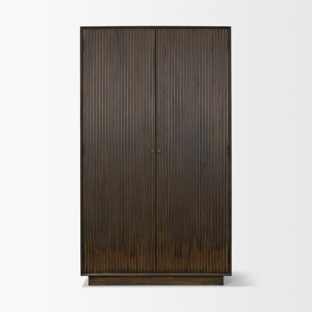 Mercana Cinder Distressed Dark Brown Wood Reeded 2-Door Closed Tall Cabinet
