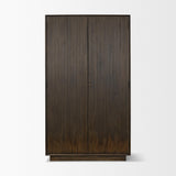 Mercana Cinder Distressed Dark Brown Wood Reeded 2-Door Closed Tall Cabinet