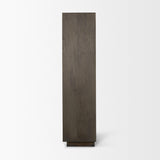 Mercana Cinder Distressed Dark Brown Wood Reeded 2-Door Closed Tall Cabinet