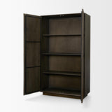Mercana Cinder Distressed Dark Brown Wood Reeded 2-Door Closed Tall Cabinet