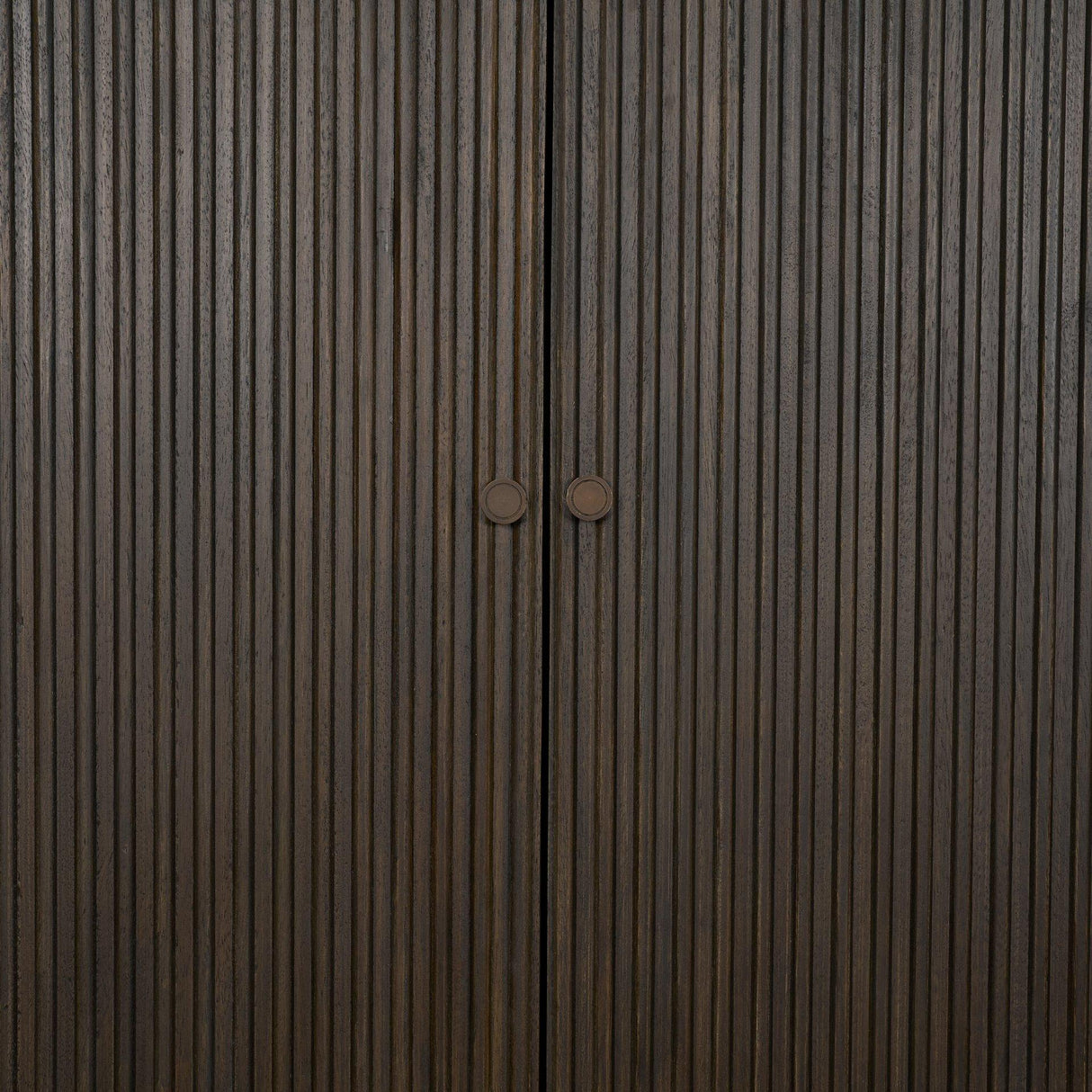 Mercana Cinder Distressed Dark Brown Wood Reeded 2-Door Closed Tall Cabinet