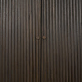 Mercana Cinder Distressed Dark Brown Wood Reeded 2-Door Closed Tall Cabinet