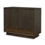 Mercana Cinder Distressed Dark Brown Wood Reeded 2-Door Closed Accent Cabinet