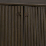 Mercana Cinder Distressed Dark Brown Wood Reeded 2-Door Closed Accent Cabinet
