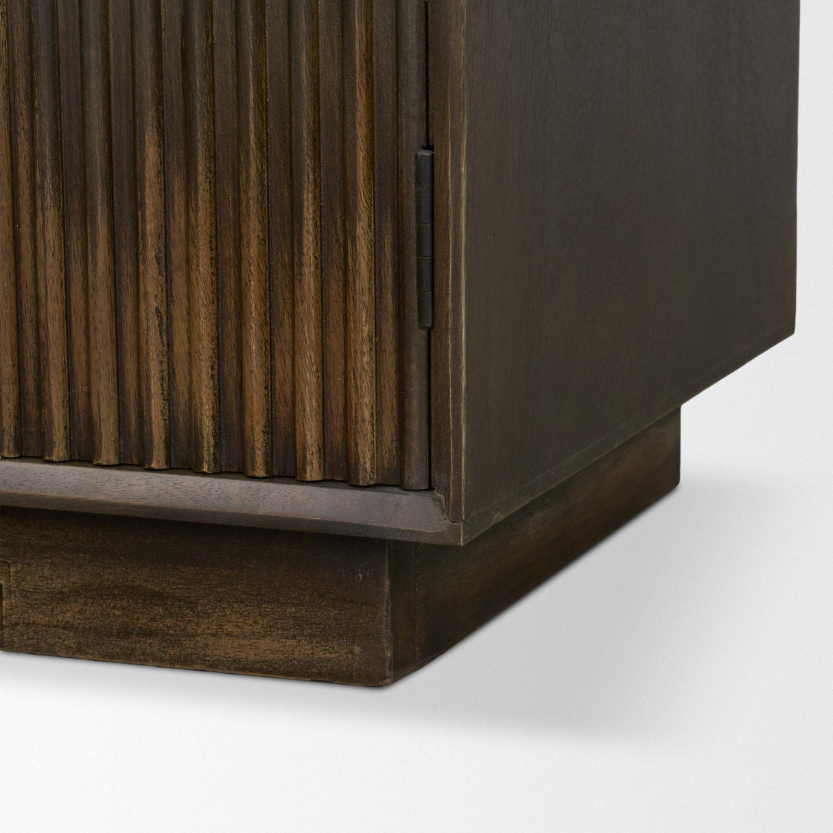 Mercana Cinder Distressed Dark Brown Wood Reeded 2-Door Closed Accent Cabinet