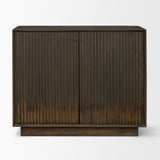 Mercana Cinder Distressed Dark Brown Wood Reeded 2-Door Closed Accent Cabinet
