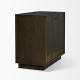 Mercana Cinder Distressed Dark Brown Wood Reeded 2-Door Closed Accent Cabinet