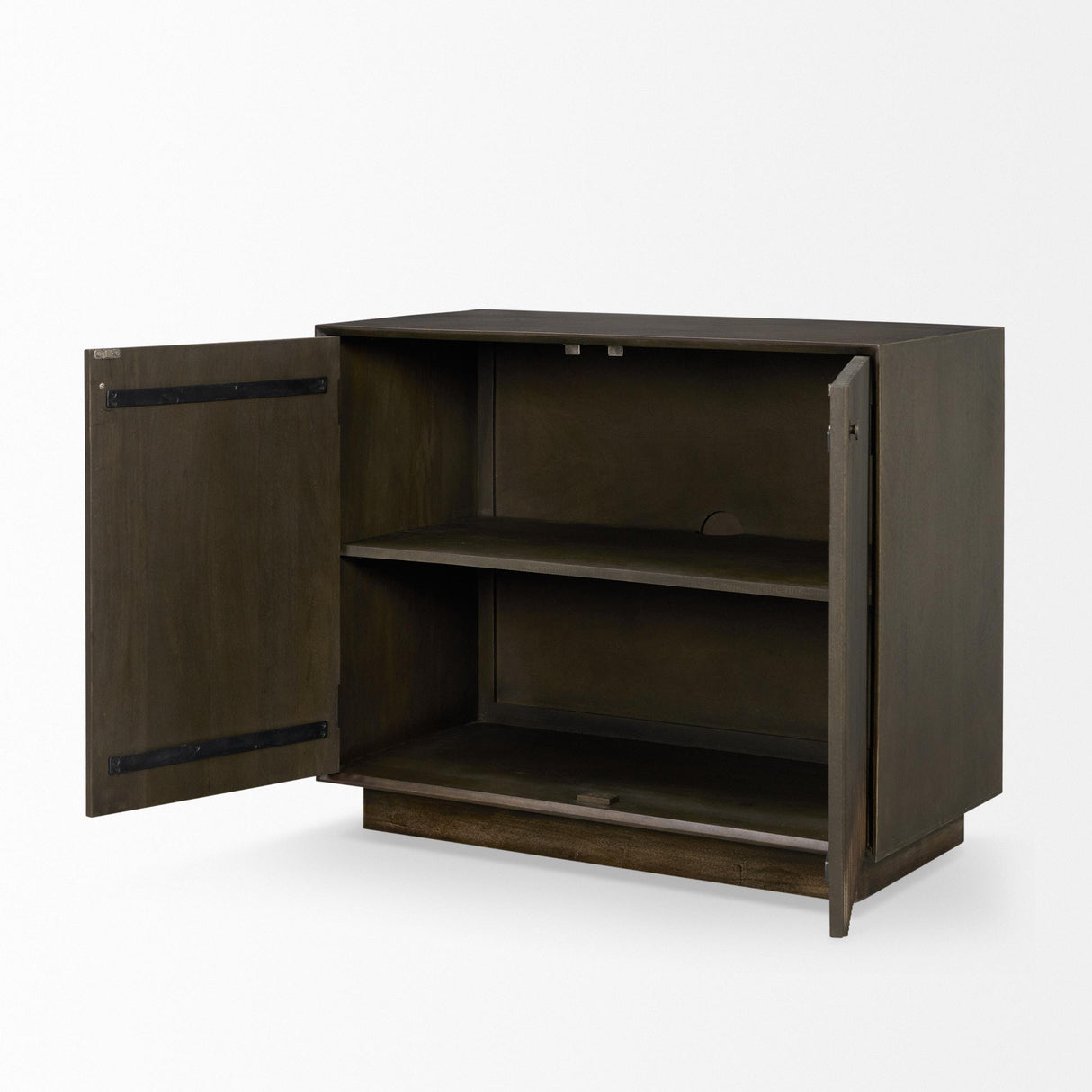 Mercana Cinder Distressed Dark Brown Wood Reeded 2-Door Closed Accent Cabinet