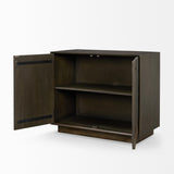 Mercana Cinder Distressed Dark Brown Wood Reeded 2-Door Closed Accent Cabinet