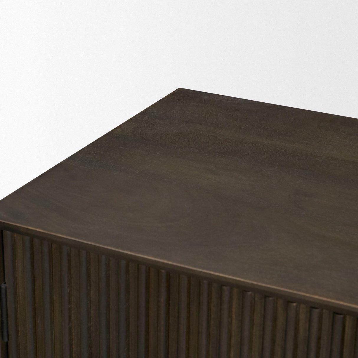 Mercana Cinder Distressed Dark Brown Wood Reeded 2-Door Closed Accent Cabinet