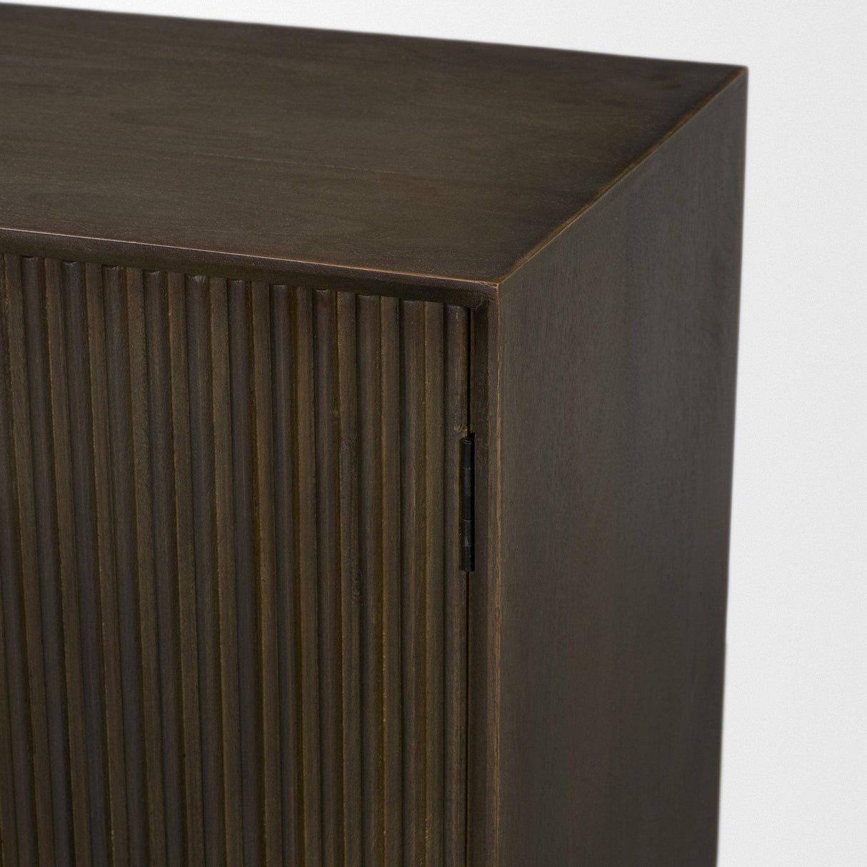 Mercana Cinder Distressed Dark Brown Wood Reeded 2-Door Closed Accent Cabinet
