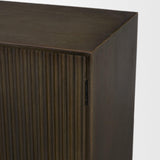 Mercana Cinder Distressed Dark Brown Wood Reeded 2-Door Closed Accent Cabinet