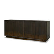 Mercana Cinder Distressed Dark Brown Wood Reeded 4-Door Closed Sideboard