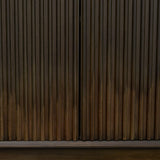 Mercana Cinder Distressed Dark Brown Wood Reeded 4-Door Closed Sideboard