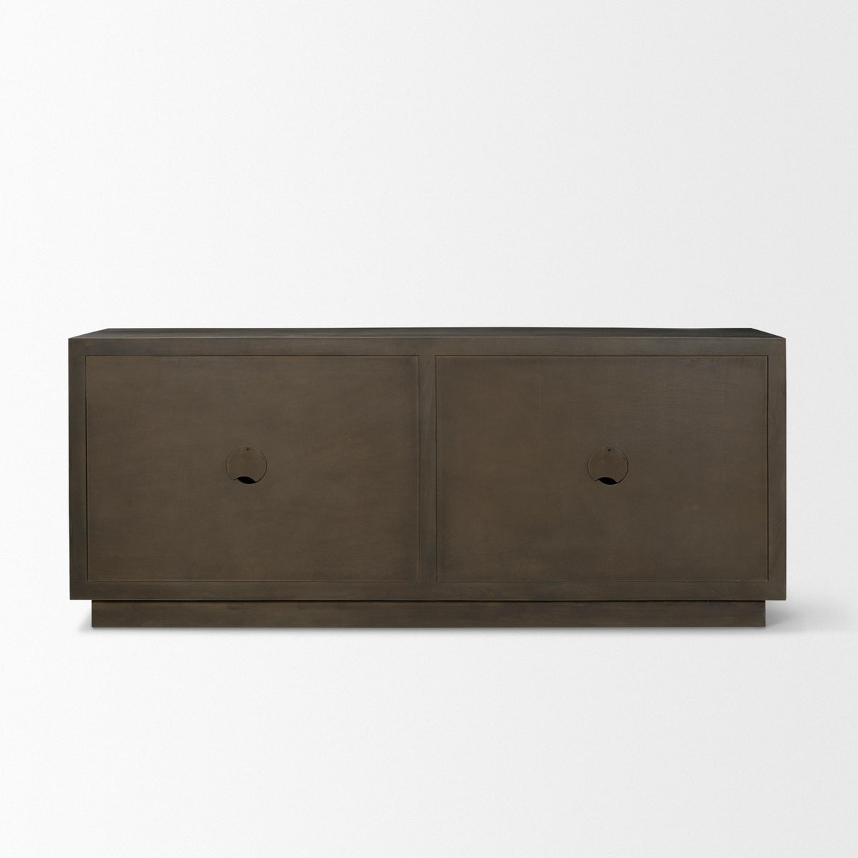 Mercana Cinder Distressed Dark Brown Wood Reeded 4-Door Closed Sideboard