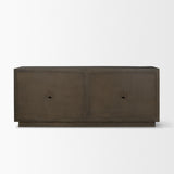 Mercana Cinder Distressed Dark Brown Wood Reeded 4-Door Closed Sideboard