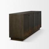 Mercana Cinder Distressed Dark Brown Wood Reeded 4-Door Closed Sideboard