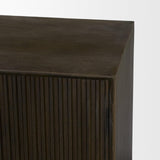 Mercana Cinder Distressed Dark Brown Wood Reeded 4-Door Closed Sideboard