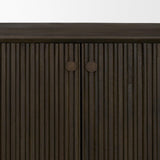 Mercana Cinder Distressed Dark Brown Wood Reeded 4-Door Closed Sideboard