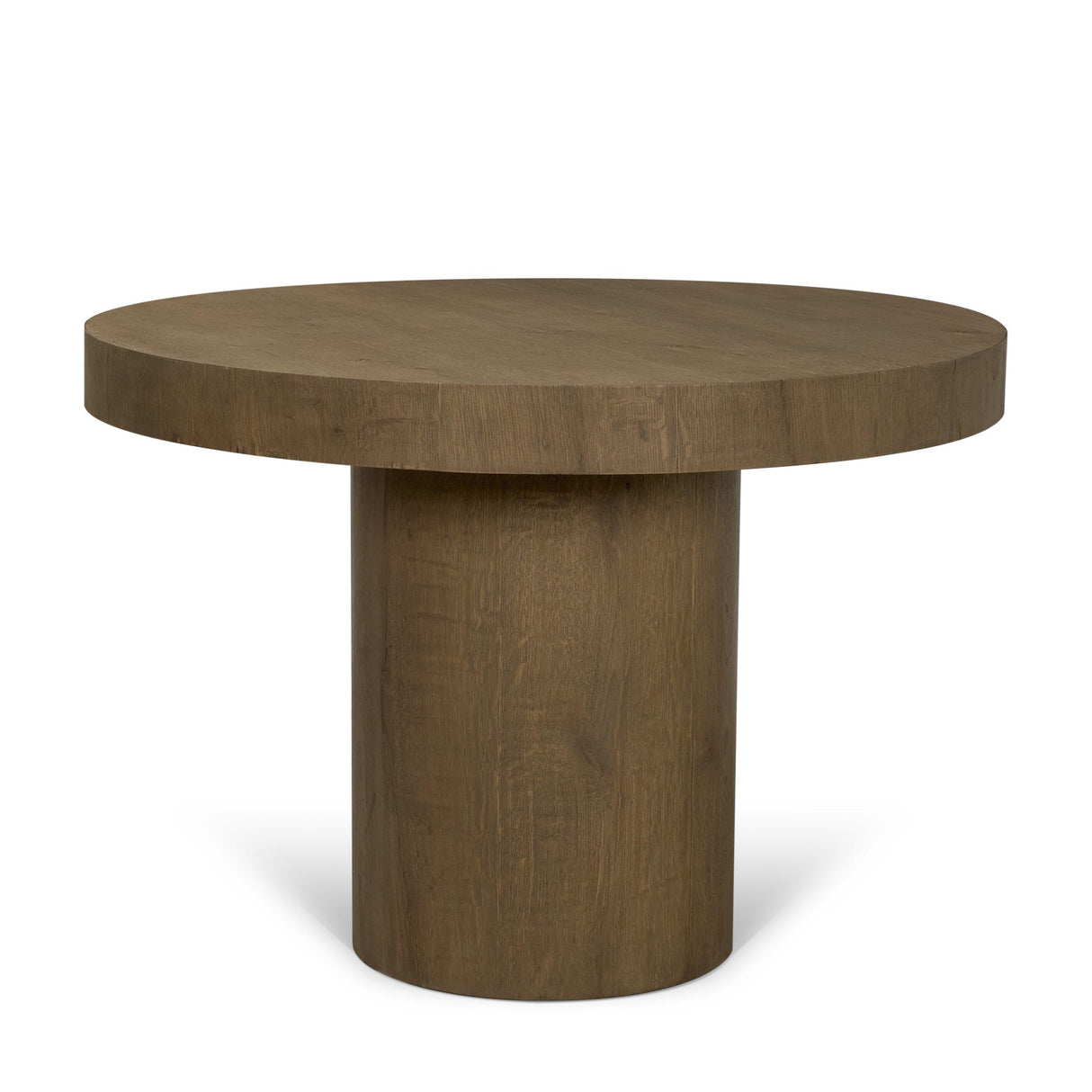 Mercana Lyonne 42" Round Medium Brown Oak Wood Pedestal Dining Table
