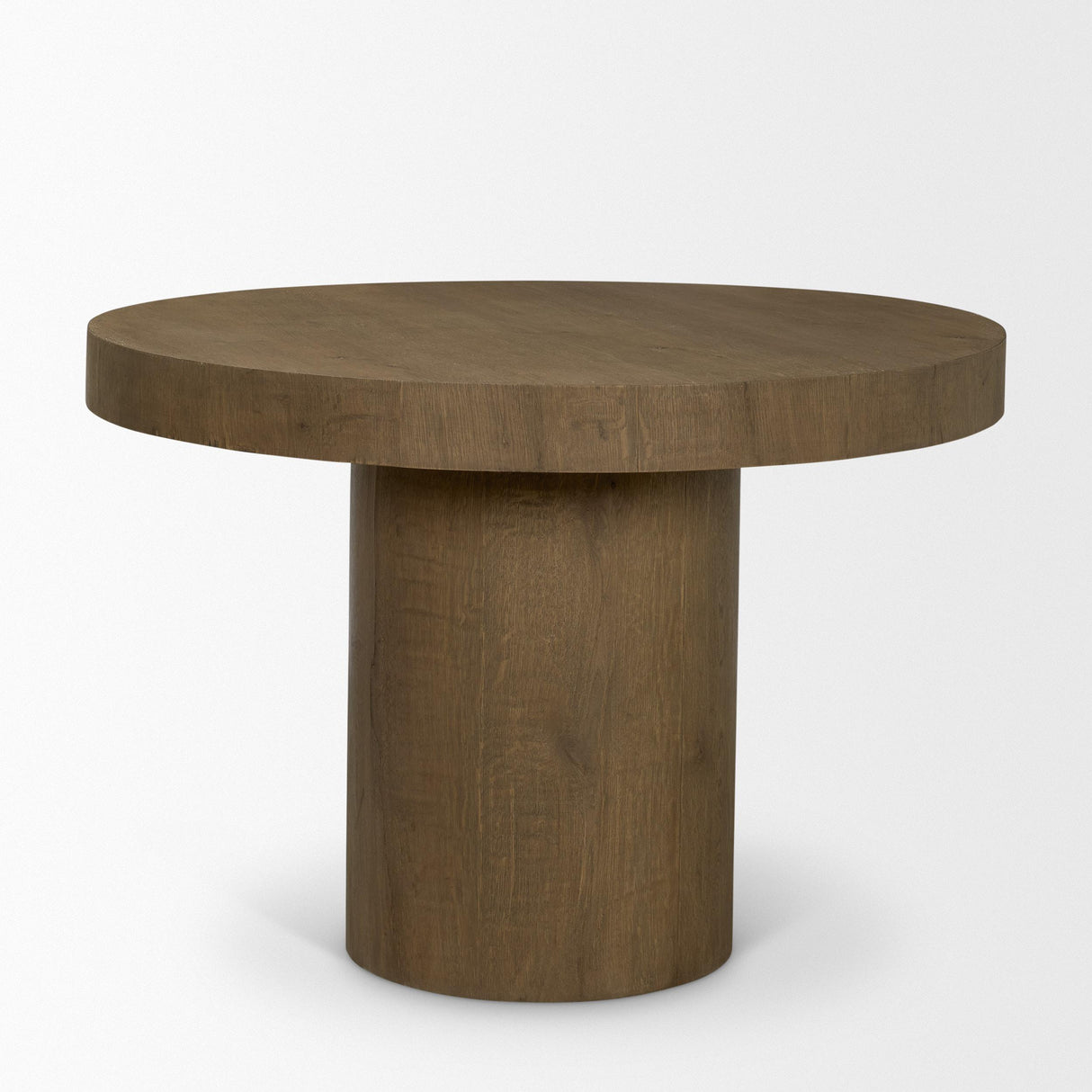 Mercana Lyonne 42" Round Medium Brown Oak Wood Pedestal Dining Table