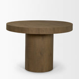 Mercana Lyonne 42" Round Medium Brown Oak Wood Pedestal Dining Table