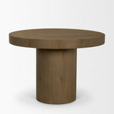 Mercana Lyonne 42" Round Medium Brown Oak Wood Pedestal Dining Table