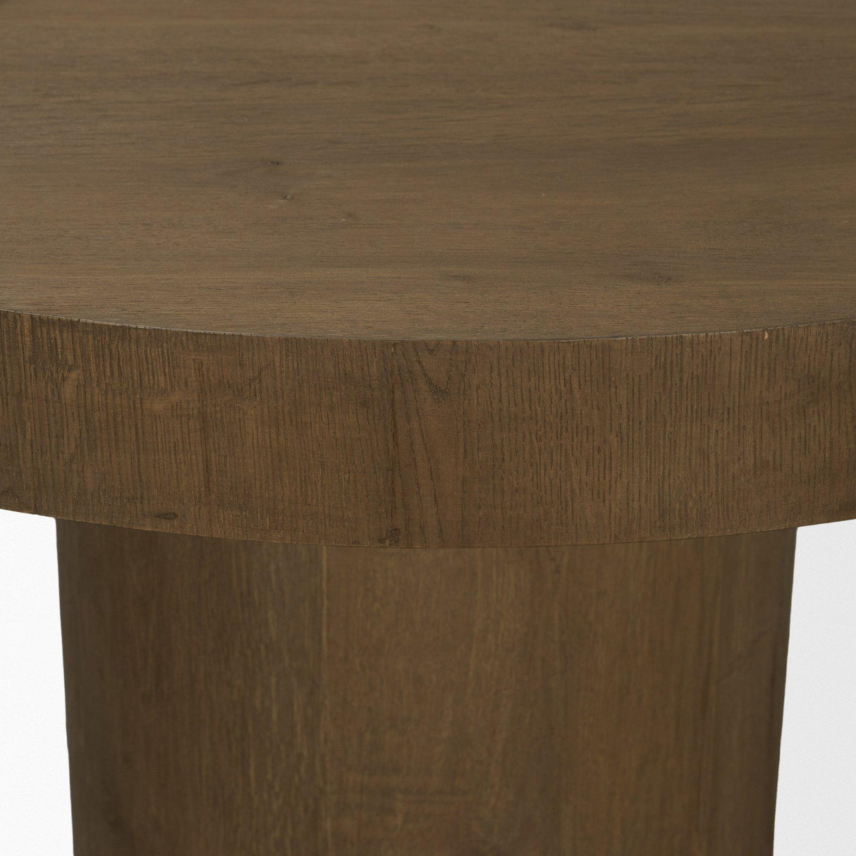 Mercana Lyonne 42" Round Medium Brown Oak Wood Pedestal Dining Table