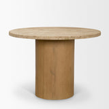 Mercana Siena 42" Round Travertine Pedestal Dining Table
