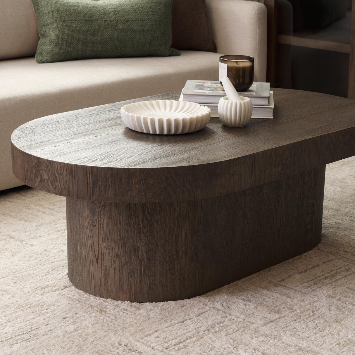 Mercana Lyonne Oblong Medium Brown Oak Wood Coffee Table