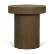 Mercana Lyonne Round Medium Brown Oak Wood Pedestal Side Tables