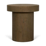 Mercana Lyonne Round Medium Brown Oak Wood Pedestal Side Tables