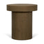 Mercana Lyonne Round Medium Brown Oak Wood Pedestal Side Tables