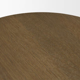 Mercana Lyonne Round Medium Brown Oak Wood Pedestal Side Tables