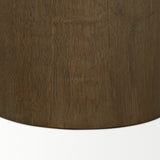 Mercana Lyonne Round Medium Brown Oak Wood Pedestal Side Tables