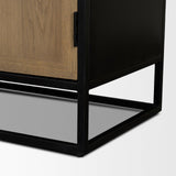 Mercana Sloan 47.5W x 80.5H Light Brown W/Black Metal Frame Arched Cabinet