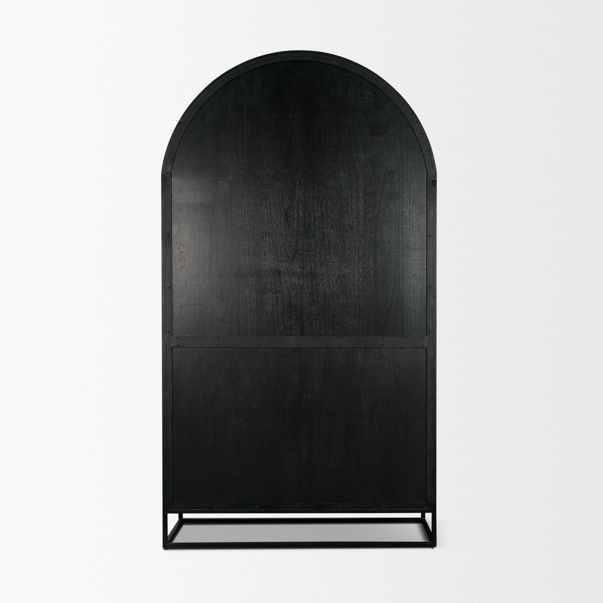 Mercana Sloan 47.5W x 80.5H Light Brown W/Black Metal Frame Arched Cabinet