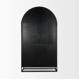Mercana Sloan 47.5W x 80.5H Light Brown W/Black Metal Frame Arched Cabinet