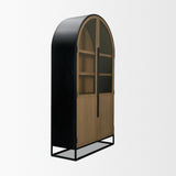 Mercana Sloan 47.5W x 80.5H Light Brown W/Black Metal Frame Arched Cabinet
