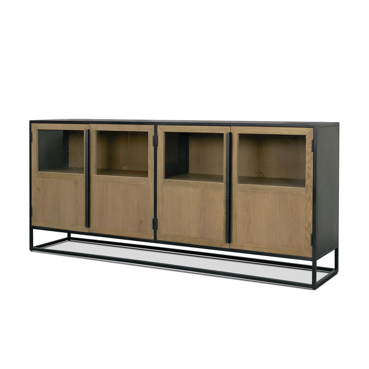 Mercana Sloan 80" Light Brown Wood W/Black Metal Frame Sideboard